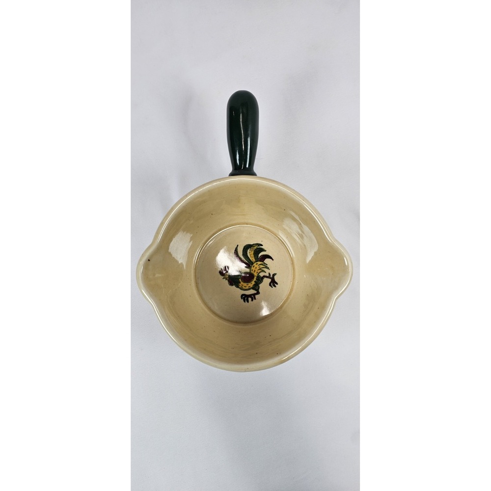 Vintage Metlox Poppytrail Rooster Gravy Bowl Handle California Provincial Green